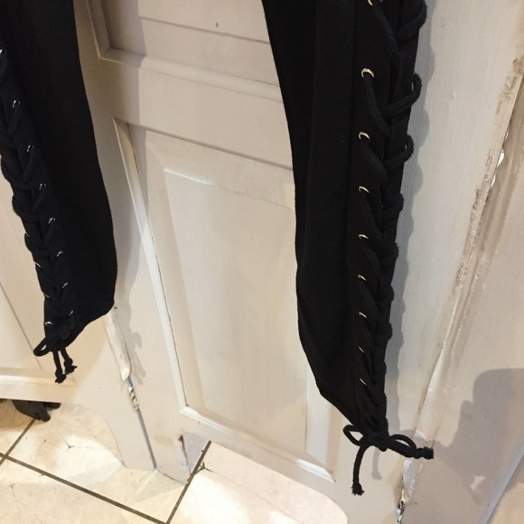 Topshop Black Lace-Up Leggings - Picture 6 of 13